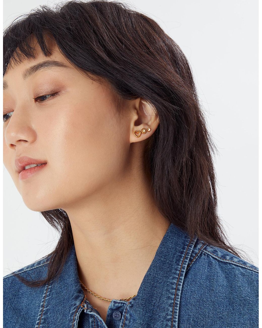 Accessorize Natural Heart Sparkle Earrings Set Of Three