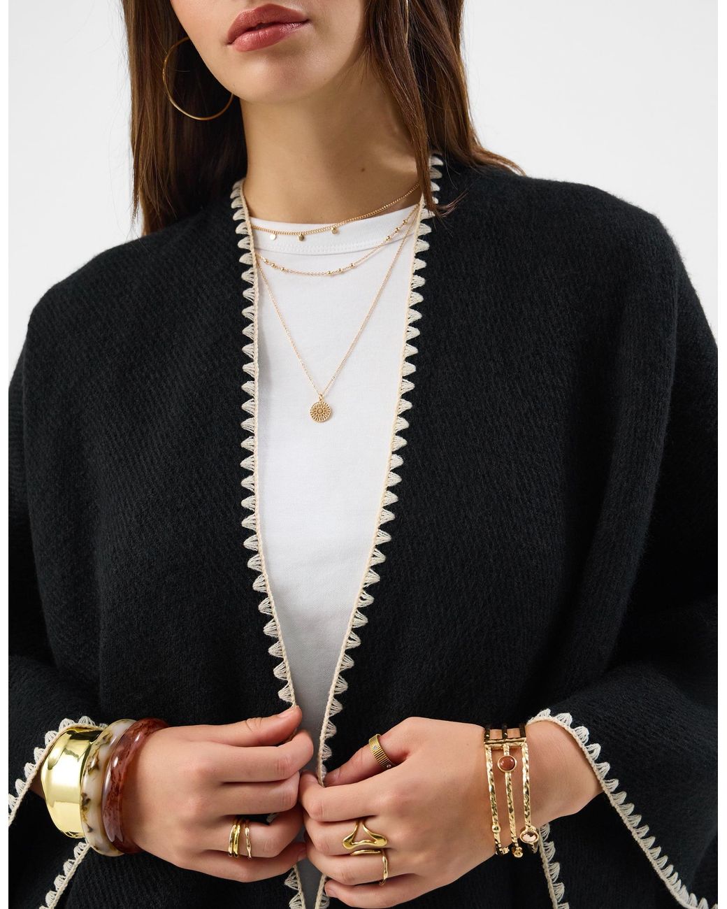 Accessorize Black Whipstitch Knit Poncho