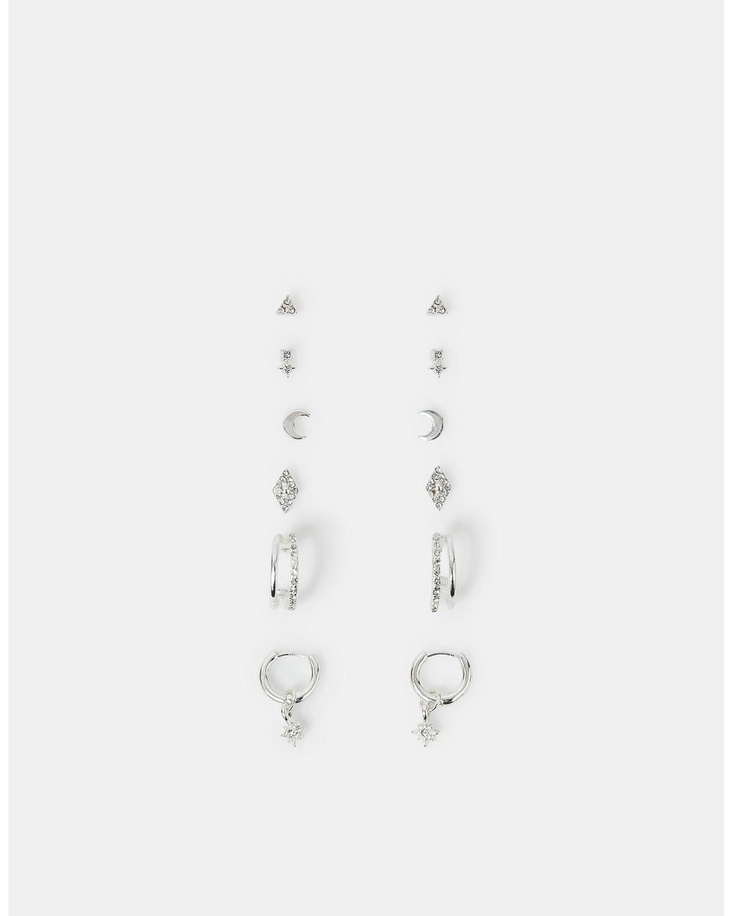 Accessorize Natural 6-Pack Starry Night Stud And Hoop Earrings