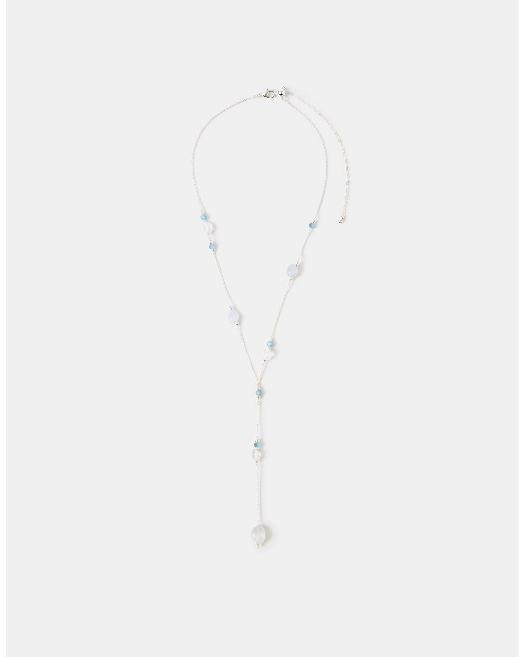 Accessorize White Sterling-Plated Quartz Lariat Necklace