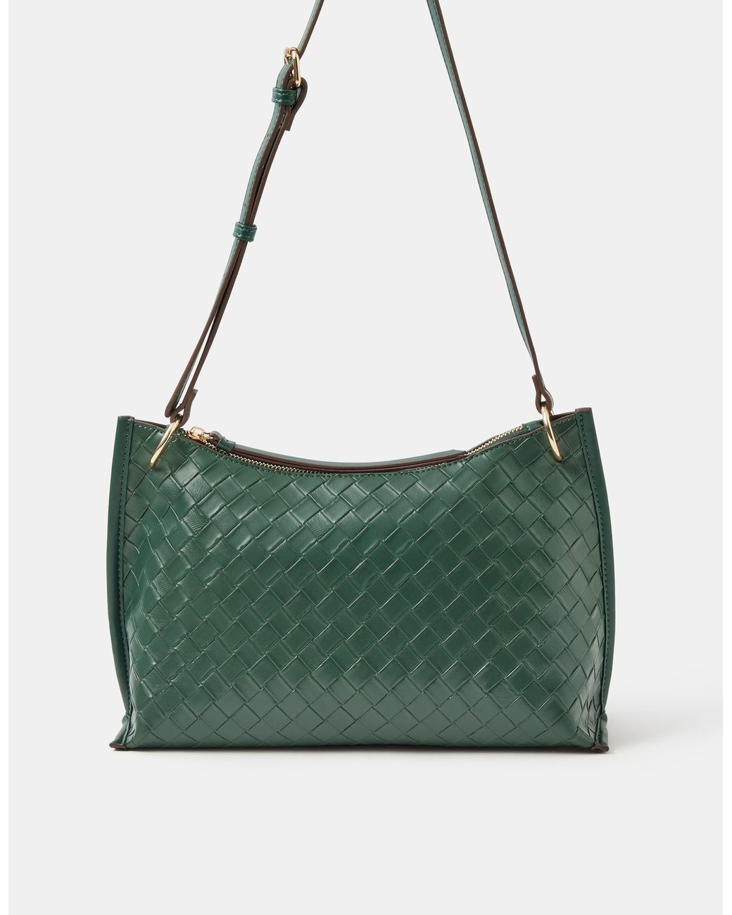 Accessorize Green Woven Crossbody Bag