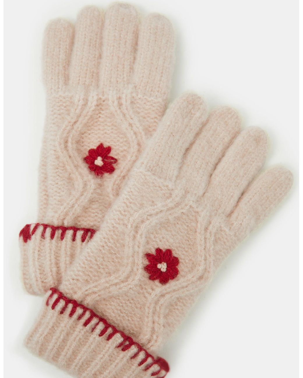 Accessorize Natural Flower Cable Knit Gloves
