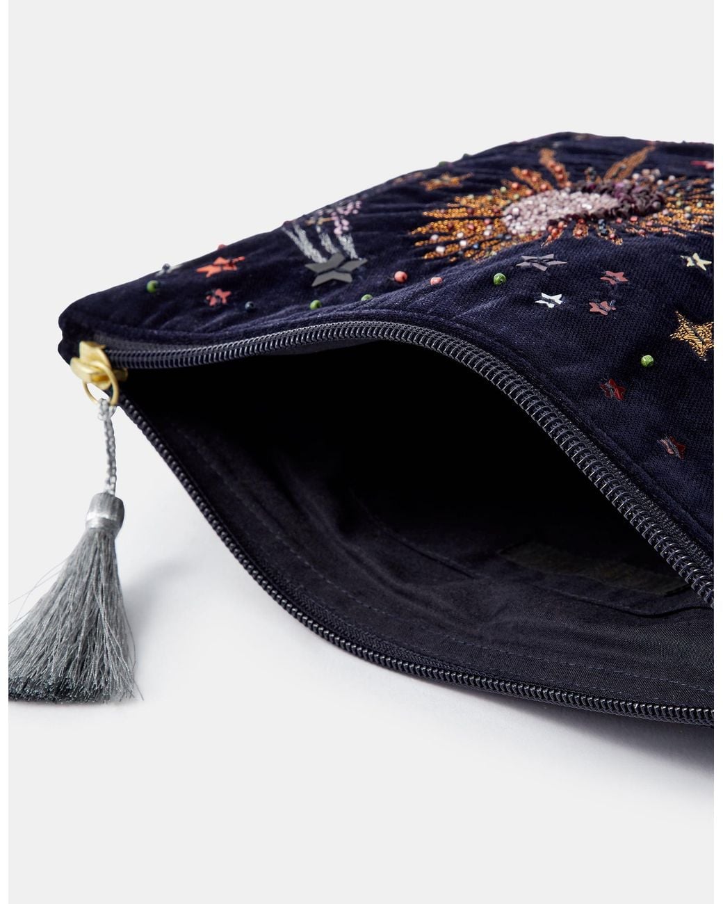 Accessorize Black Celestial Embellished Velvet Pouch