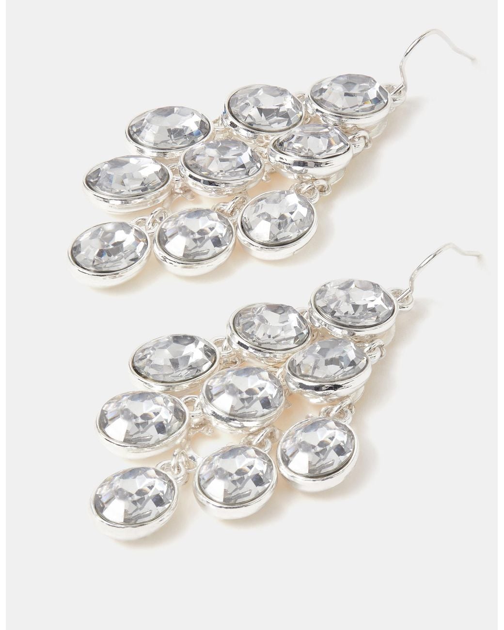 Accessorize White Cascading Gemstone Drop Earrings