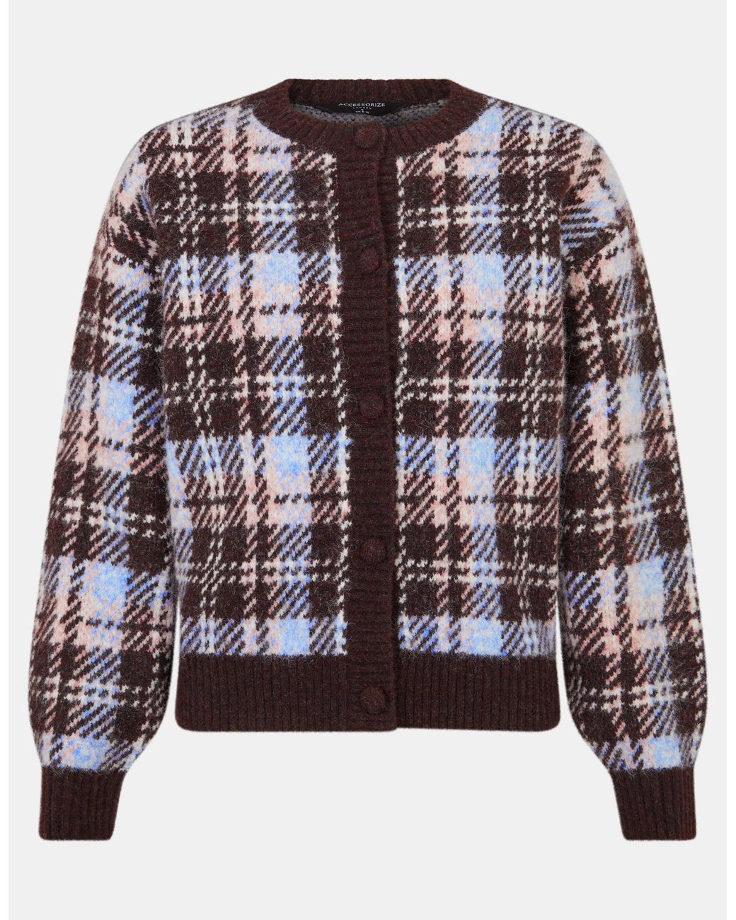 Accessorize Gray Checked Cardigan