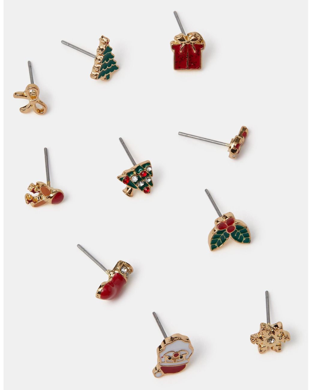 Accessorize Red 10-Pack Christmas Stud Earrings