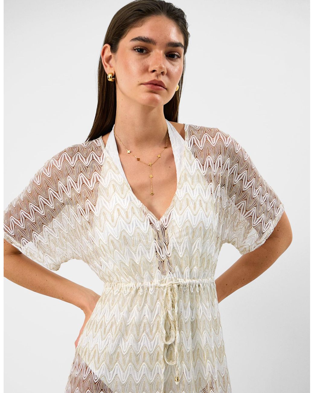 Accessorize White Crochet Maxi Kaftan Dress
