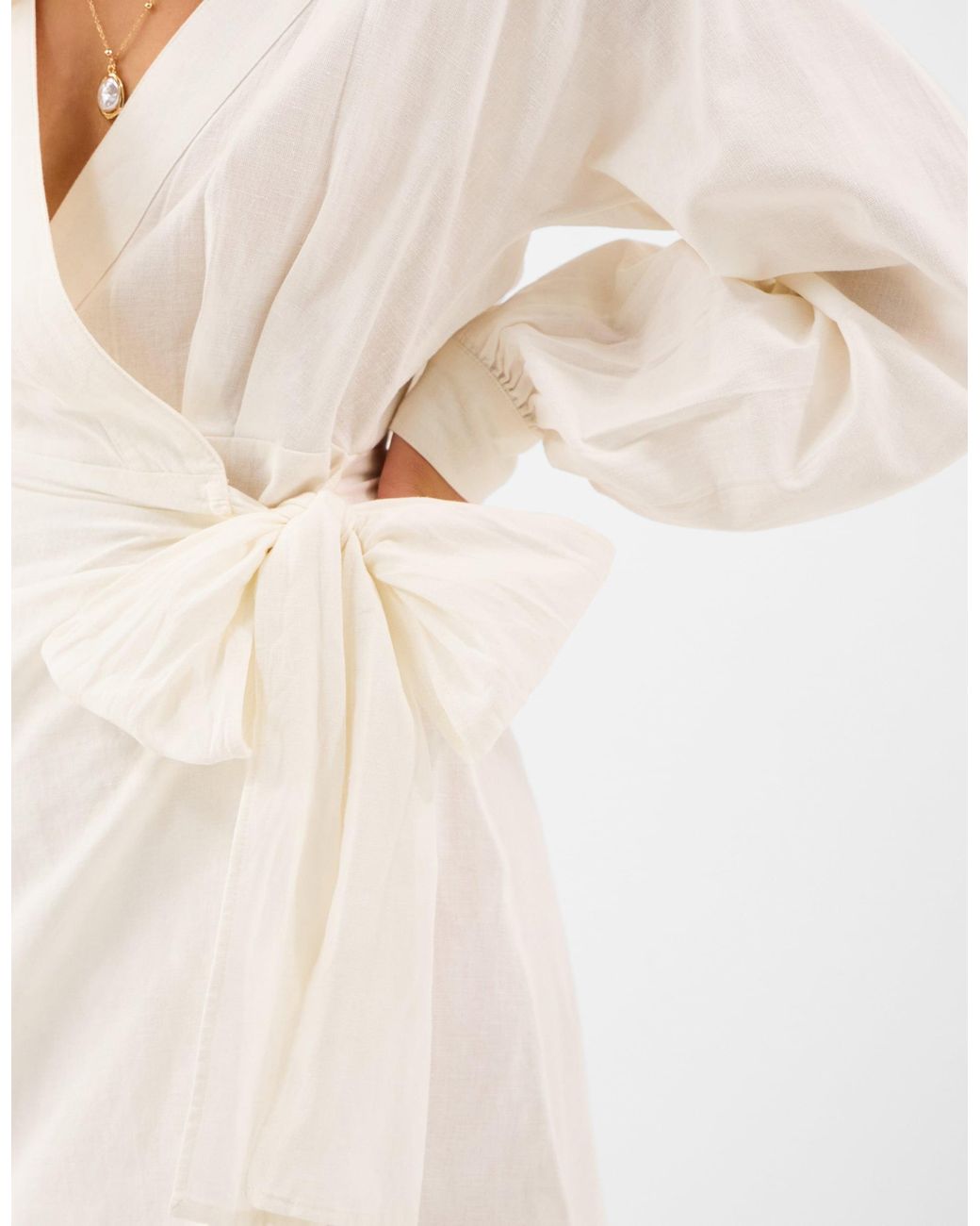 Accessorize White Long Sleeve Mini Wrap Dress