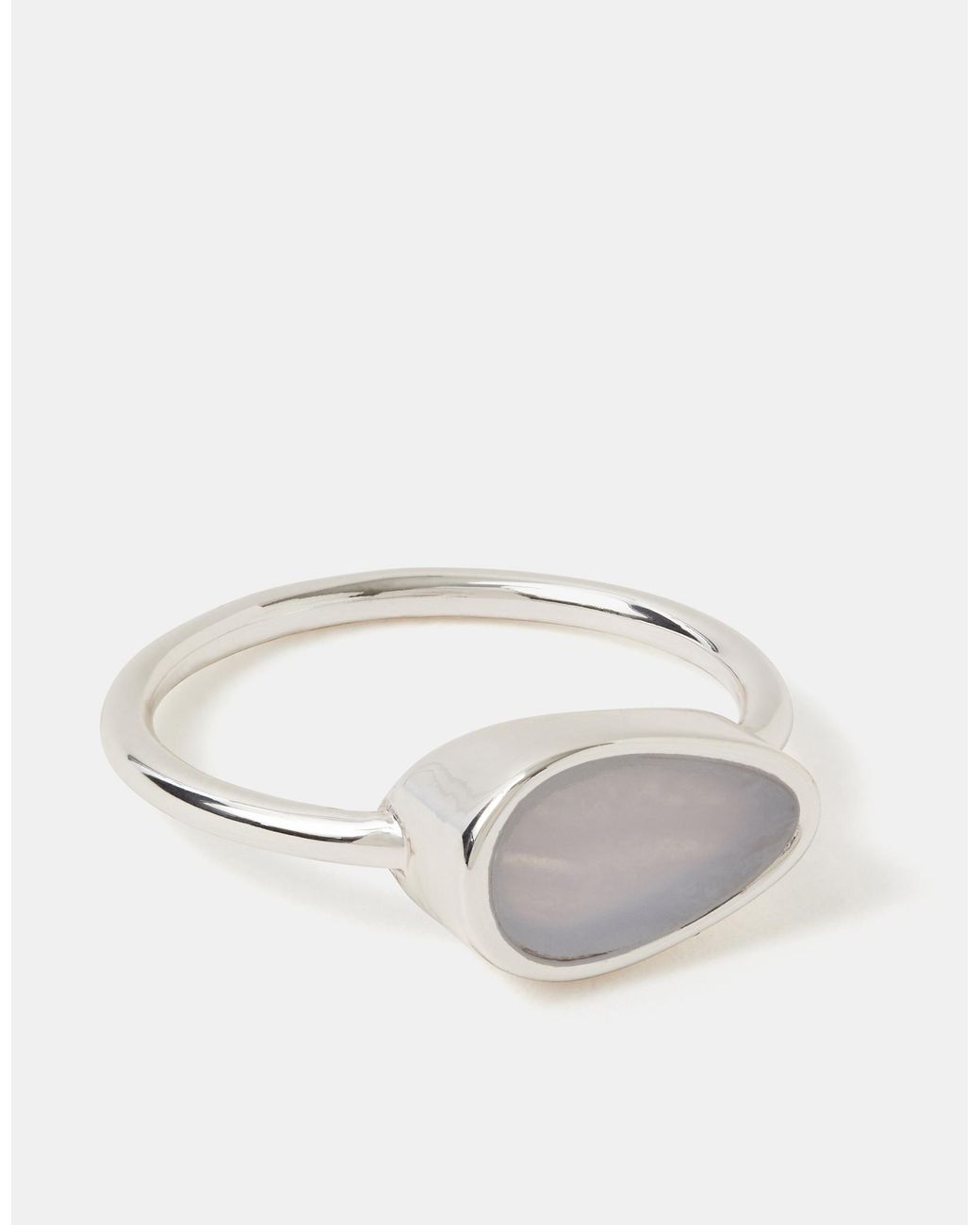 Accessorize Metallic Sterling-Plated Chalcedony Ring