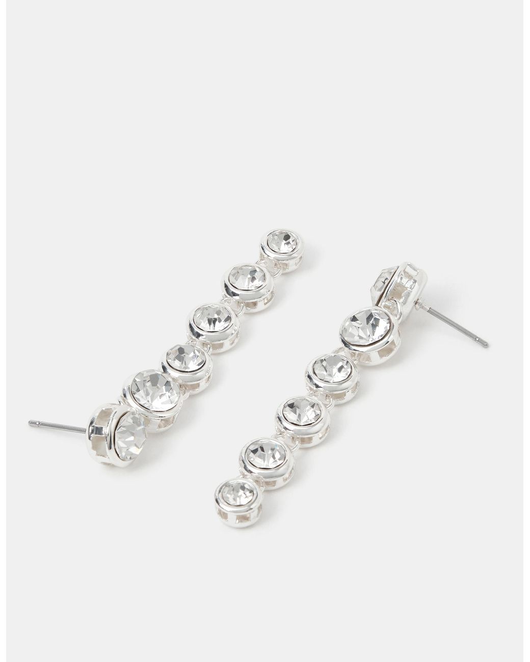 Accessorize White Crystal Long Drop Earrings