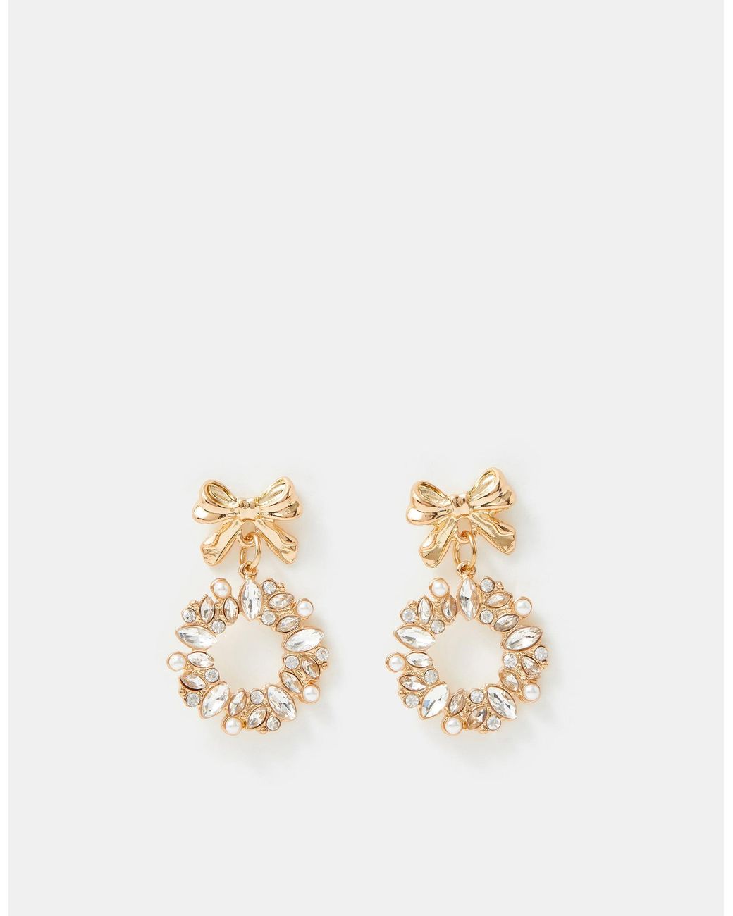 Accessorize White Christmas Wreath Drop Earrings