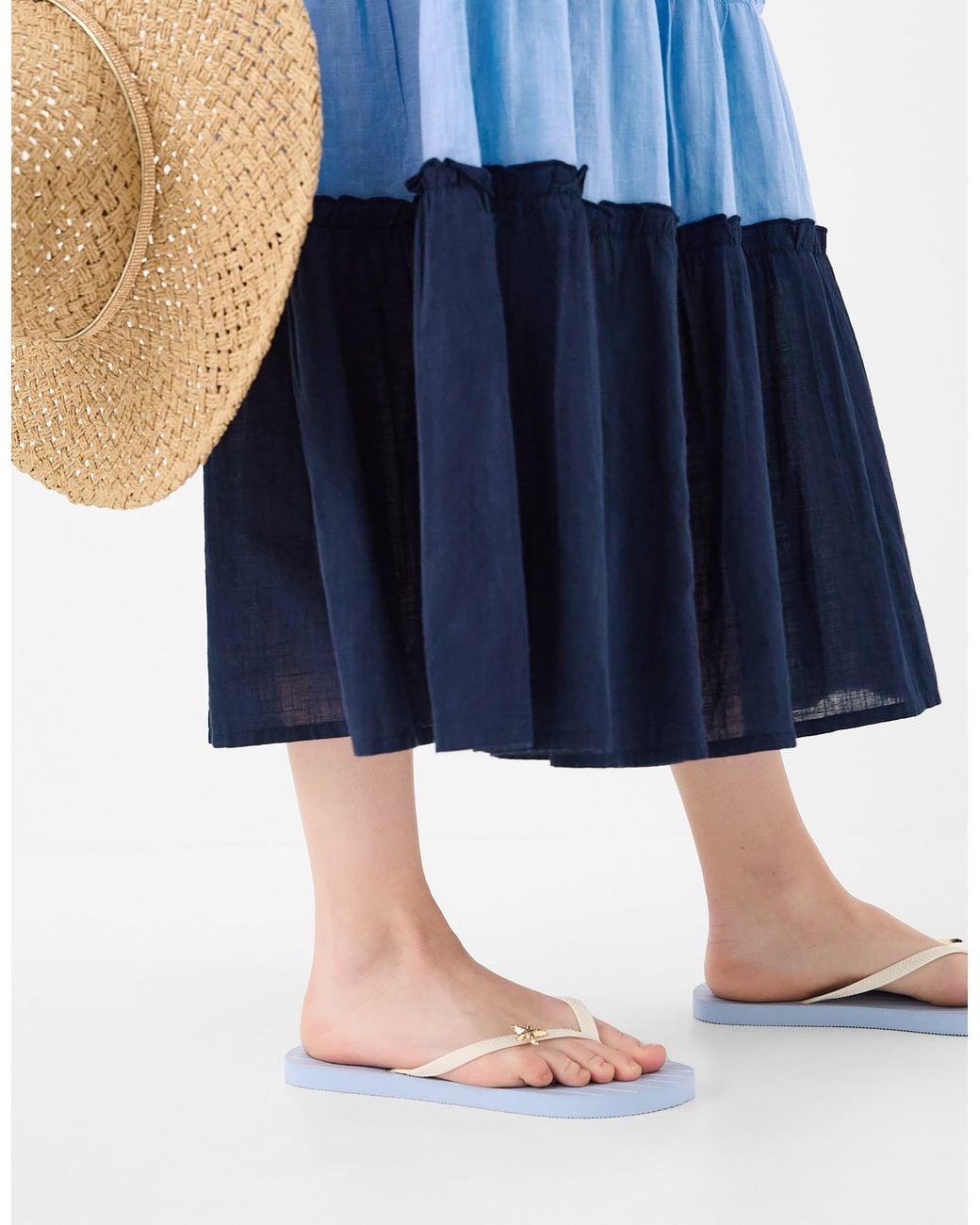 Accessorize Blue Stripe Starfish Flip Flops