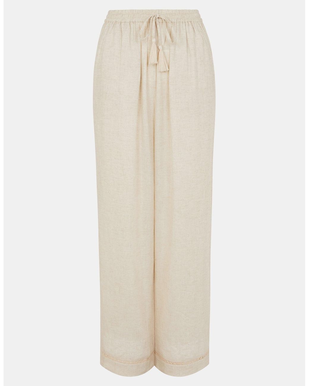 Accessorize White Lace Trim Wide Leg Beach Trousers
