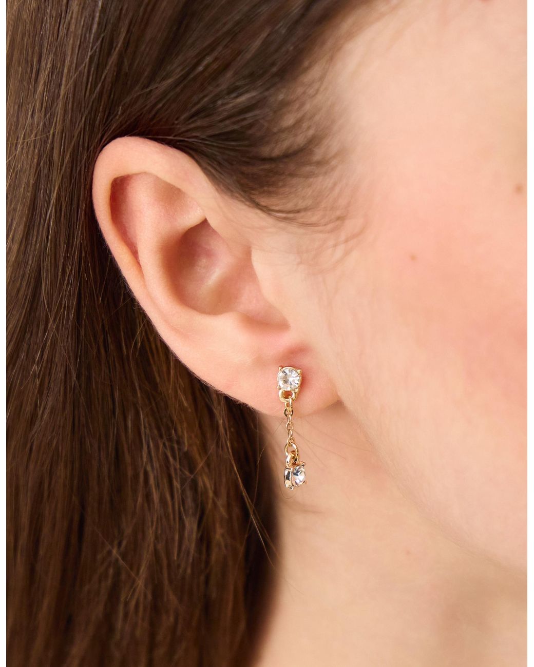 Accessorize Metallic 3-Pack Gemstone Drop Hoop Earrings
