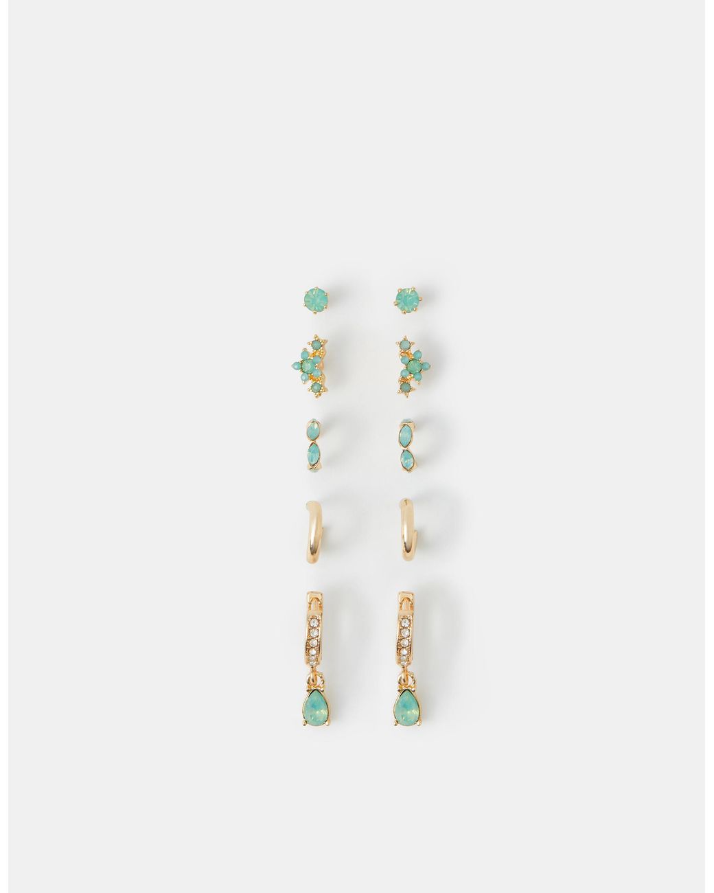 Accessorize Metallic 5-Pack Gem Stud & Hoop Earrings
