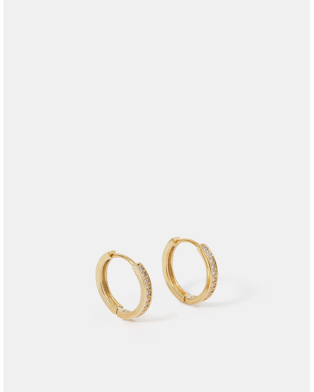Accessorize Metallic 14Ct-Plated Pavé Huggie Hoop Earrings