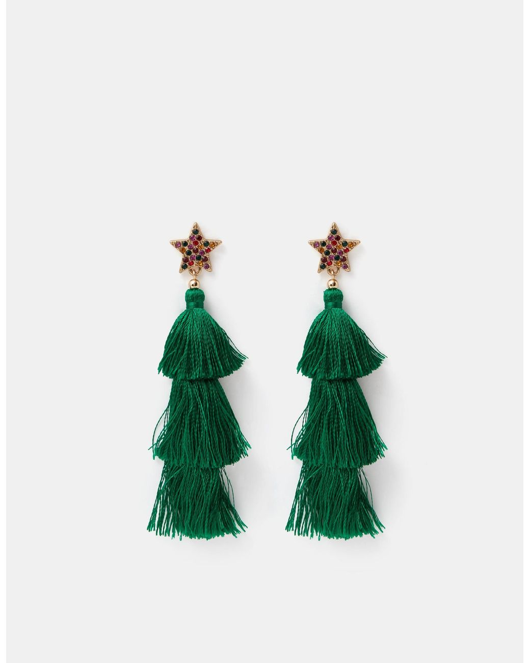 Accessorize Red Christmas Tree Tassel Drop Earrings