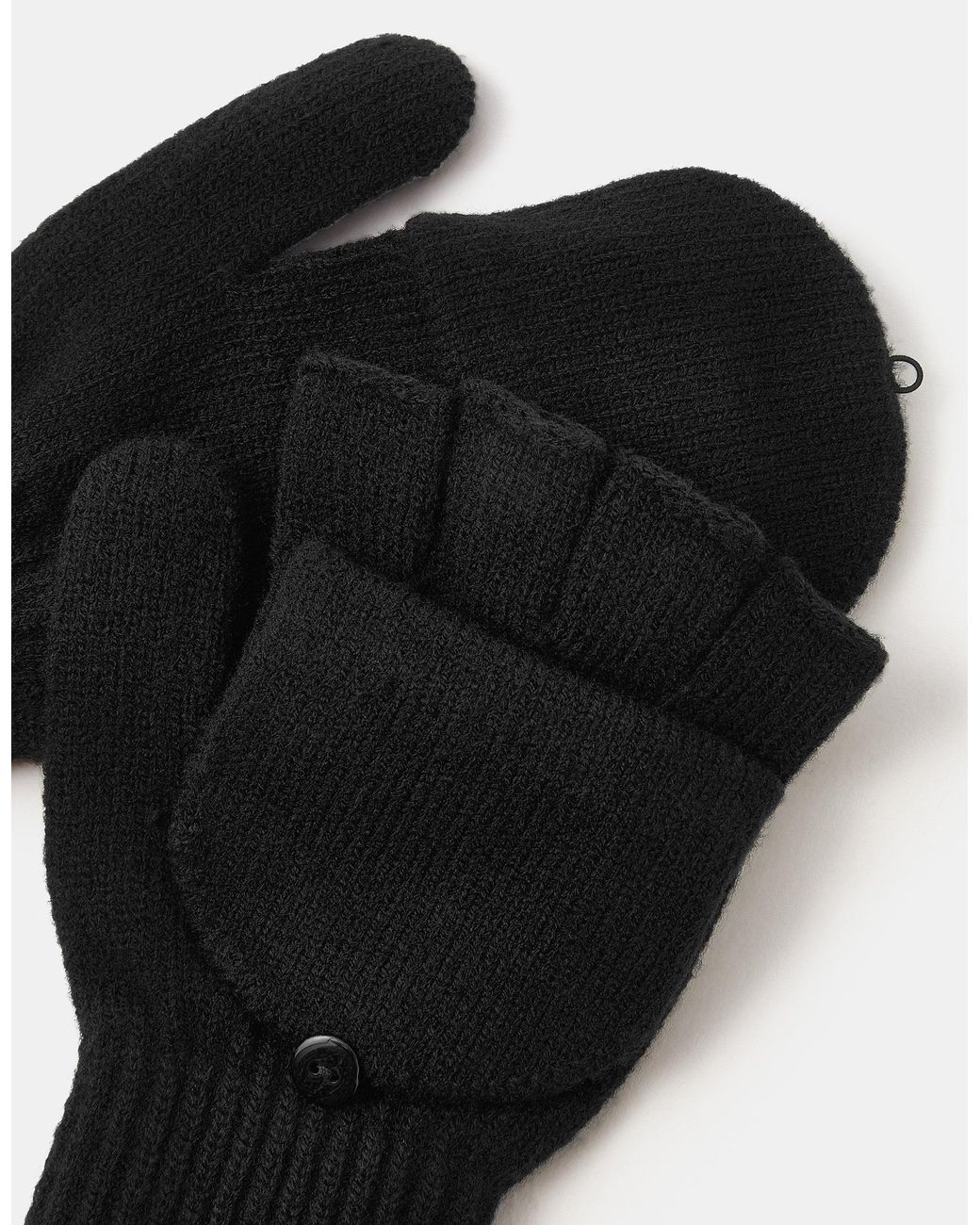 Accessorize Black Acrylic Plain Capped Gloves