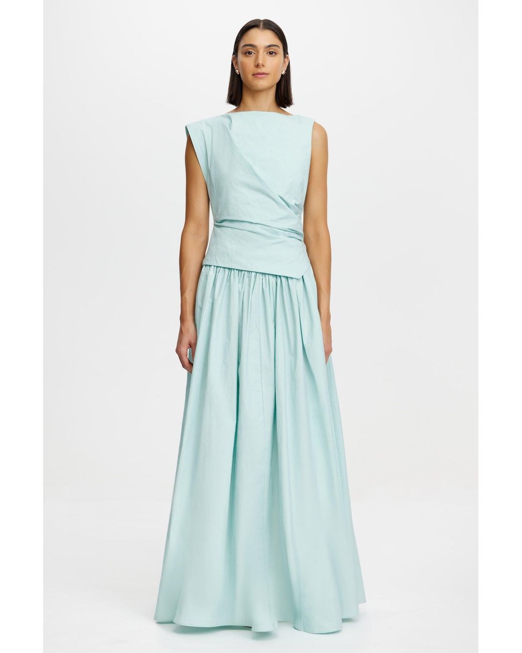 Acler Blue Maxi Dress, Sleeveless, Polyester