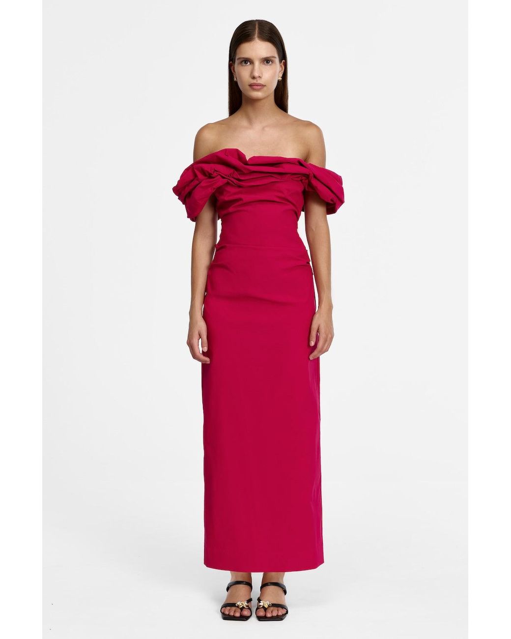 Acler Red Off-Shoulder Maxi Dress