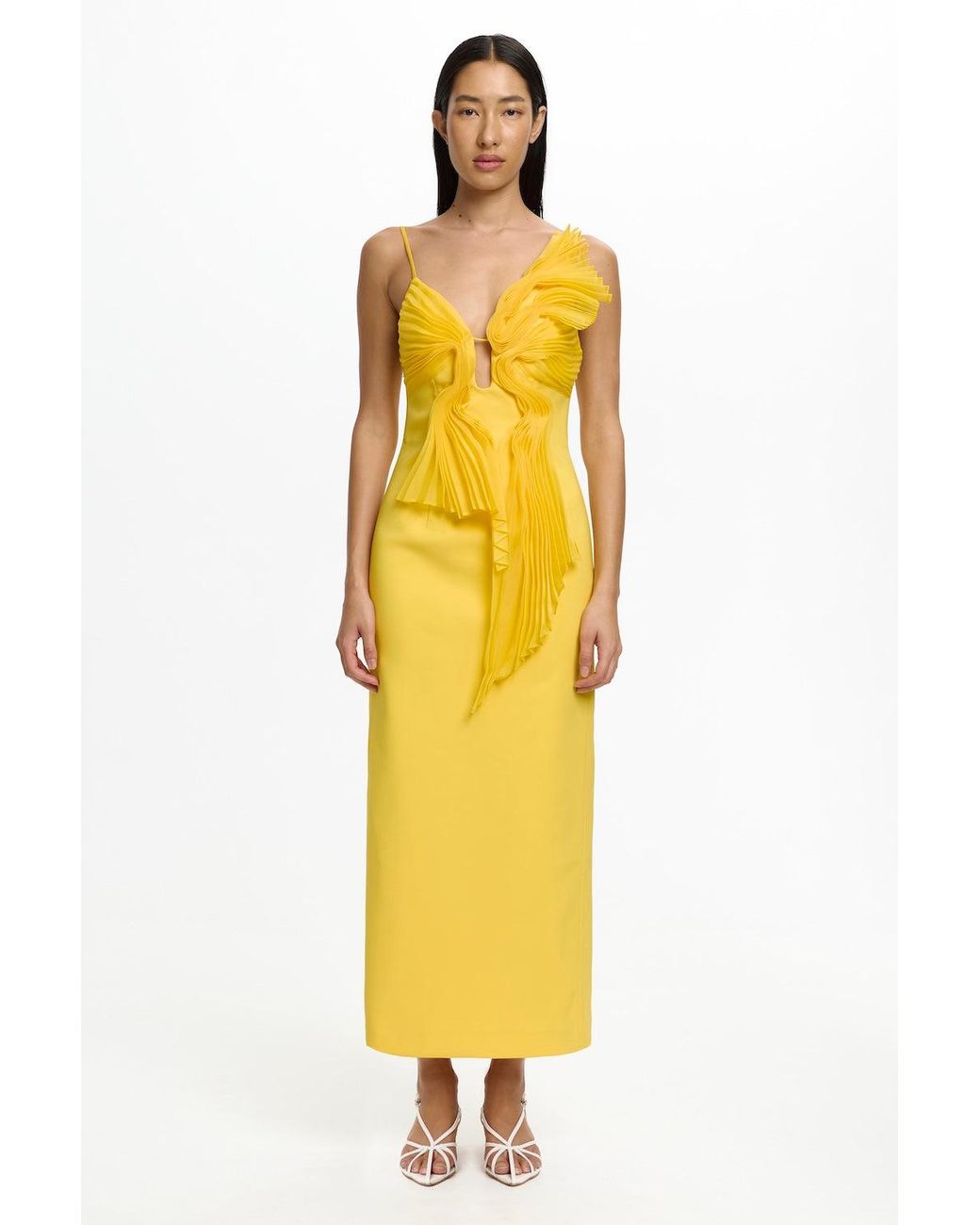 Acler Midi Dress in Yellow | Lyst
