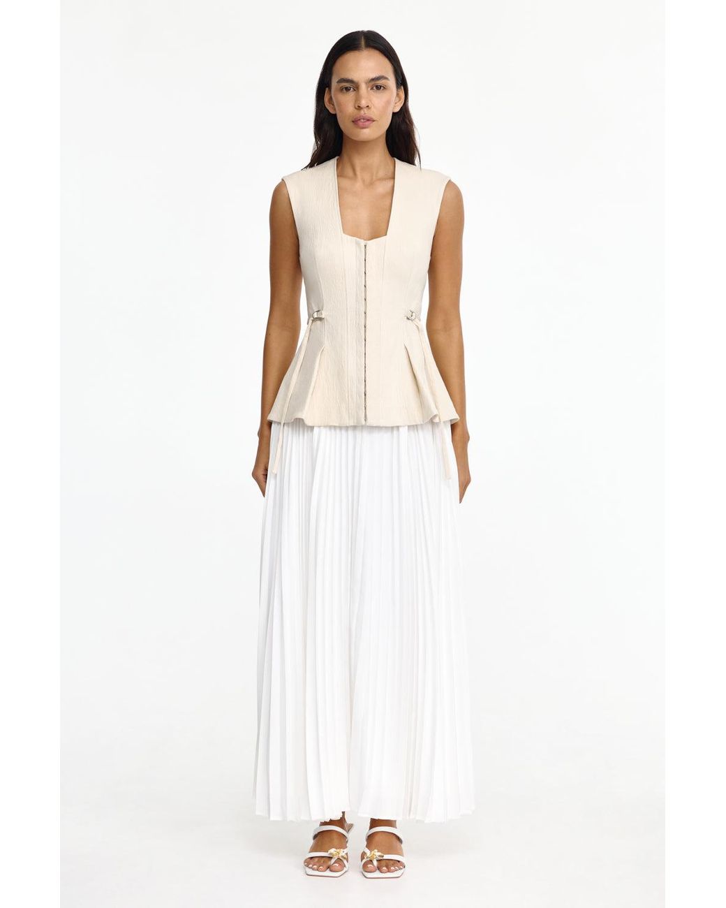 knee length dresses for ladies Acler Gowrie Midi Dress in Ivory