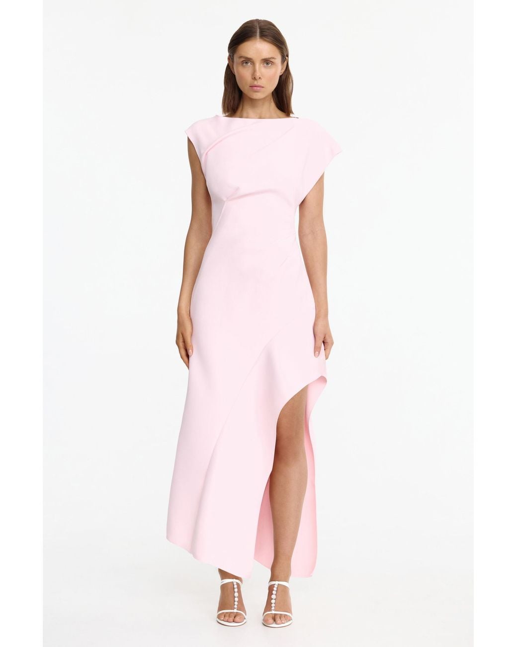 Acler Pink Asymmetrical Maxi Dress For