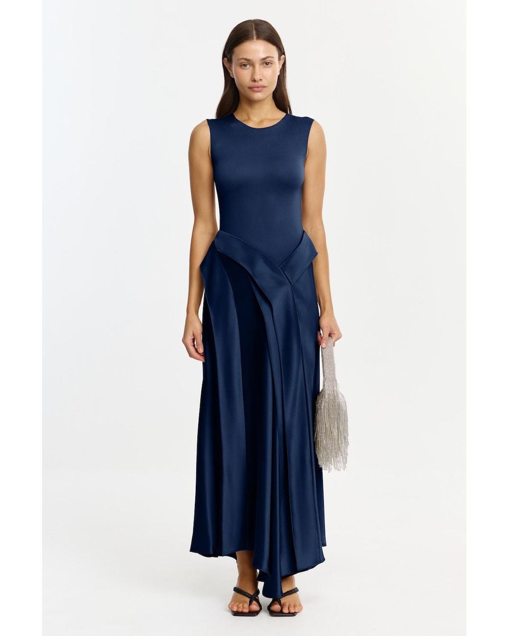 Acler Blue Medici Maxi Dress For Acetate Polyester
