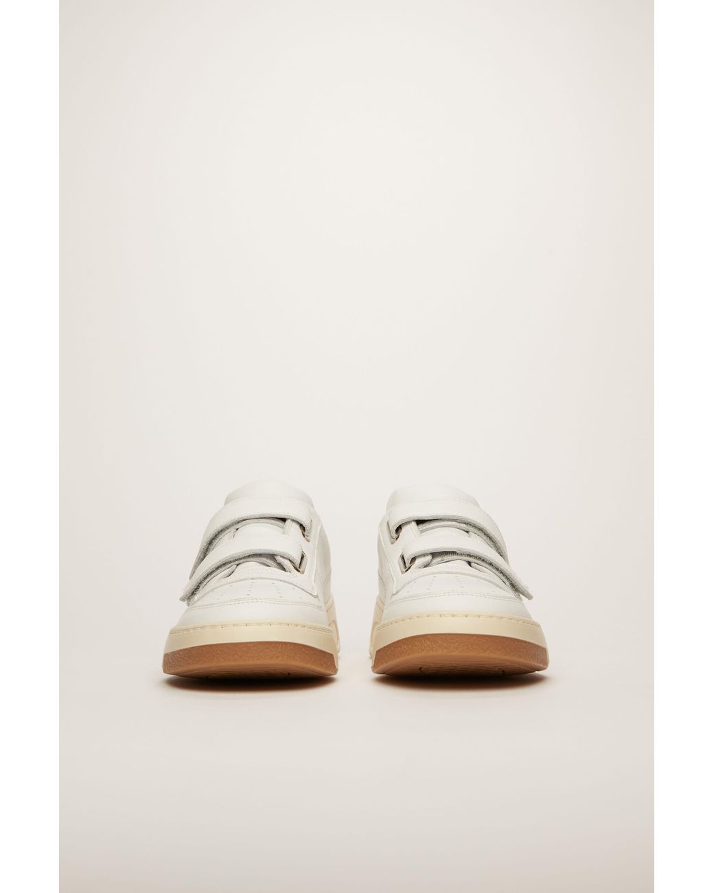 Steffey White Velcro-strap Sneakers 