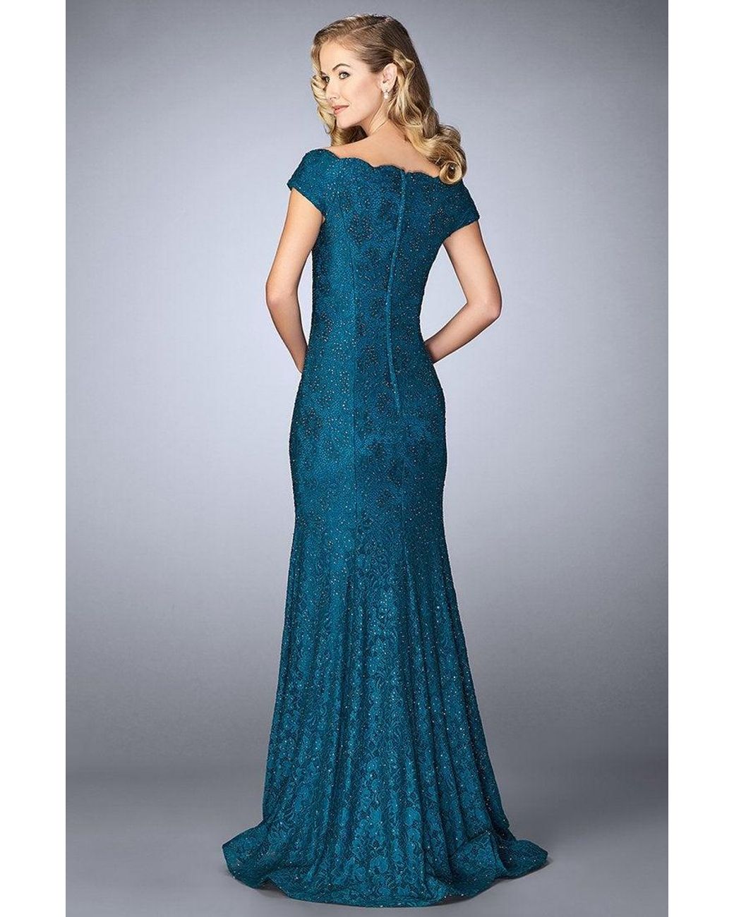 la femme beaded lace sheath dress