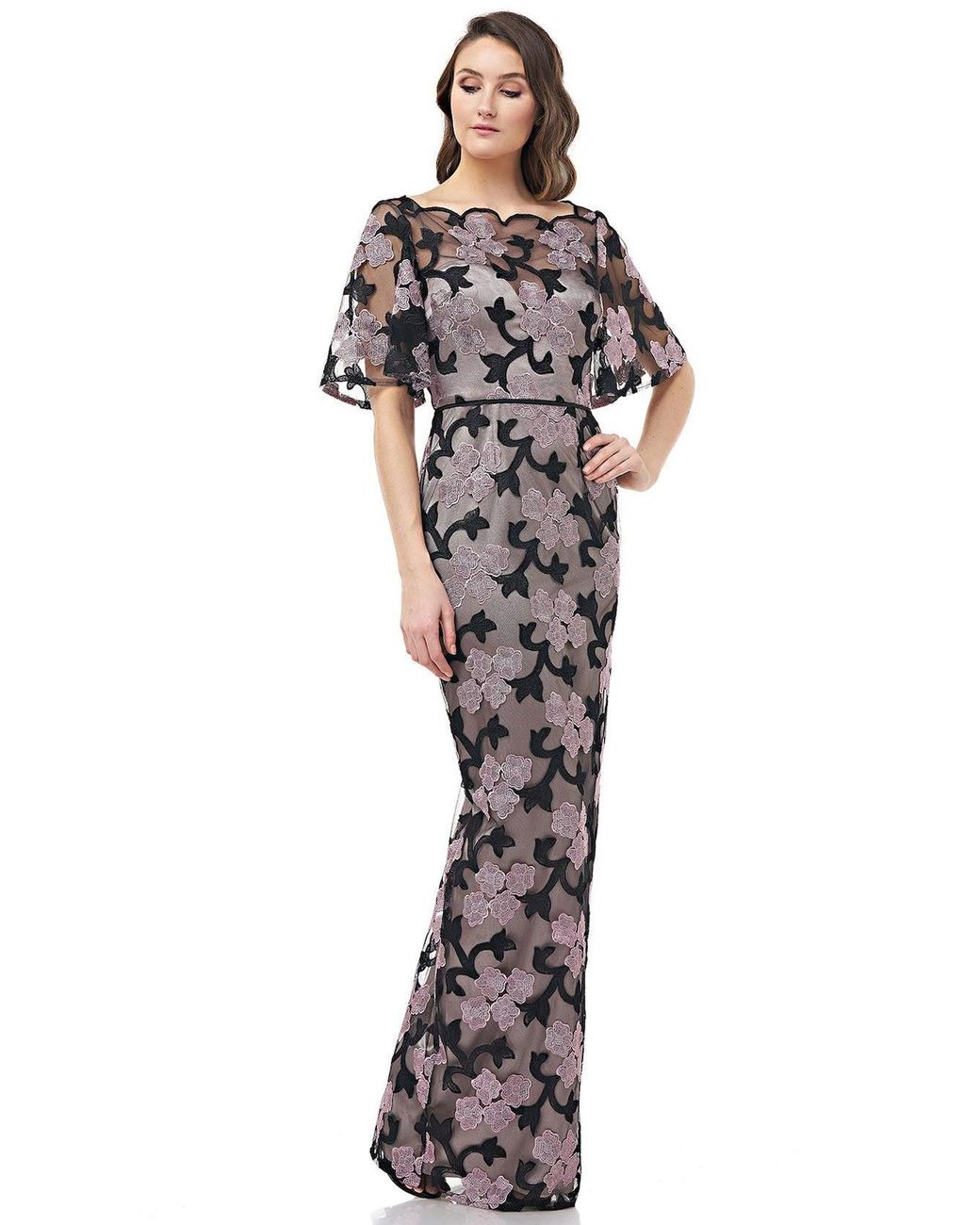 js collections floral embroidered dress