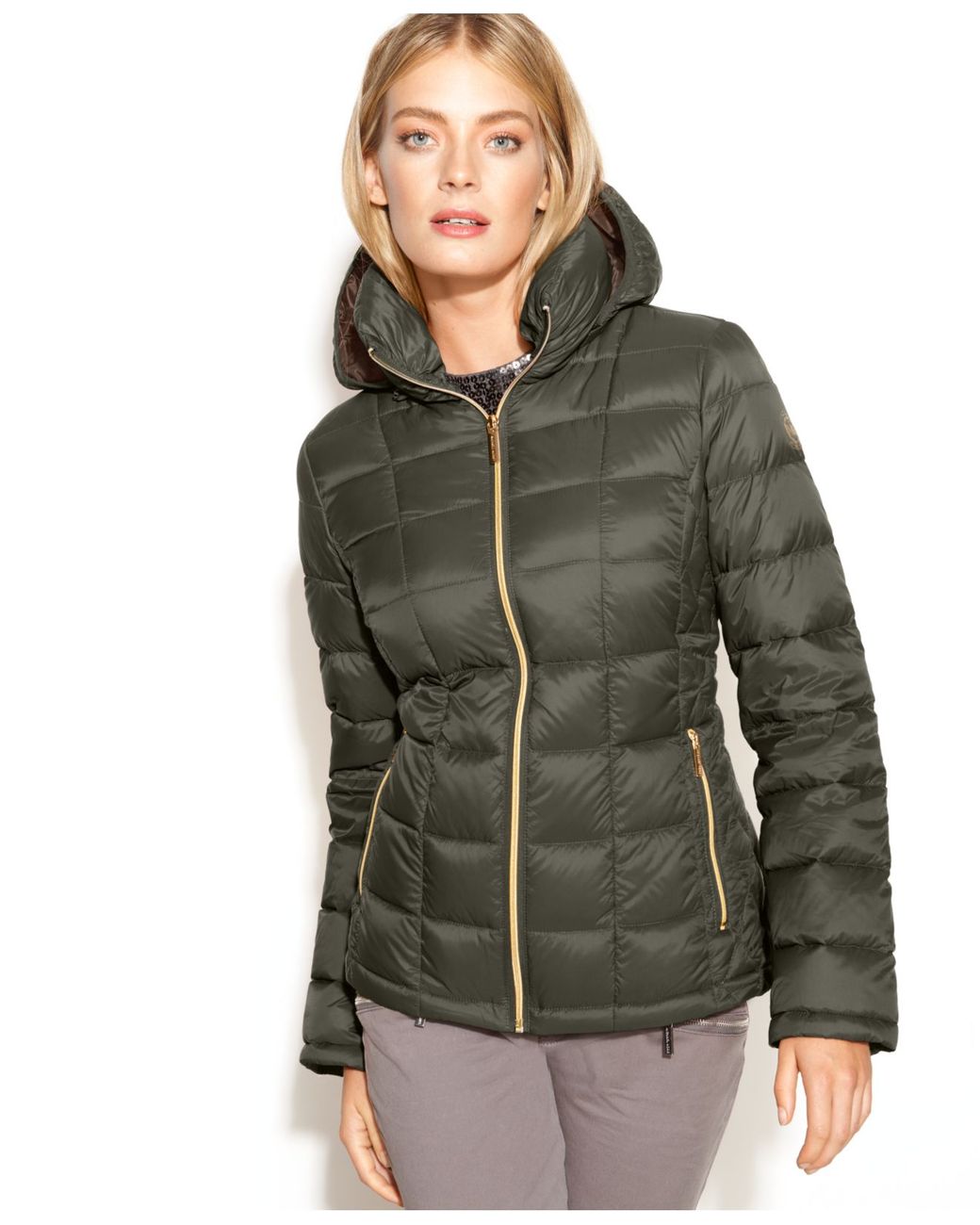 Michael Kors Michael Hooded Quilted Down Packable Puffer Coat in Green |  Lyst