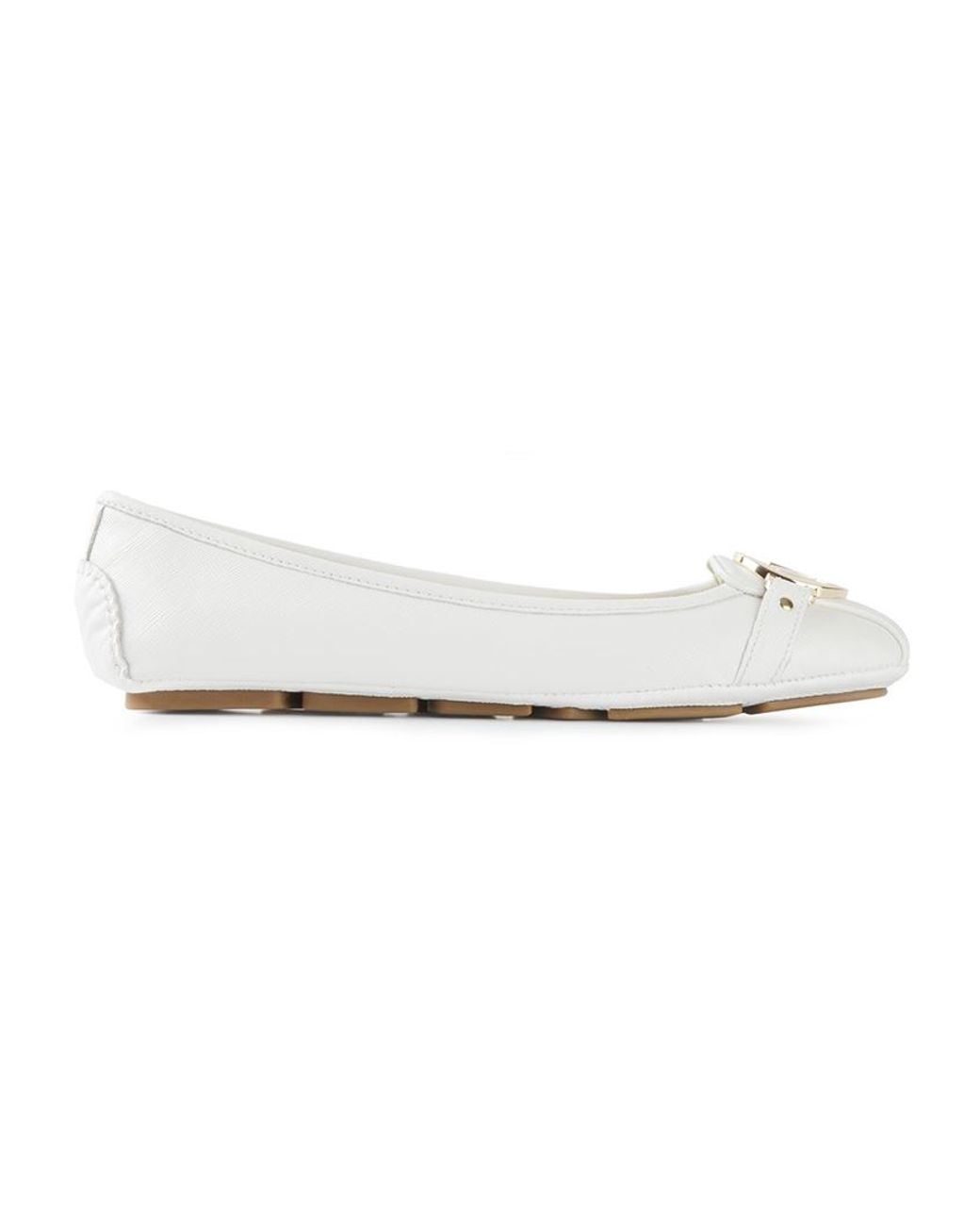 Michael Kors Fulton Leather Ballet Flats in White | Lyst