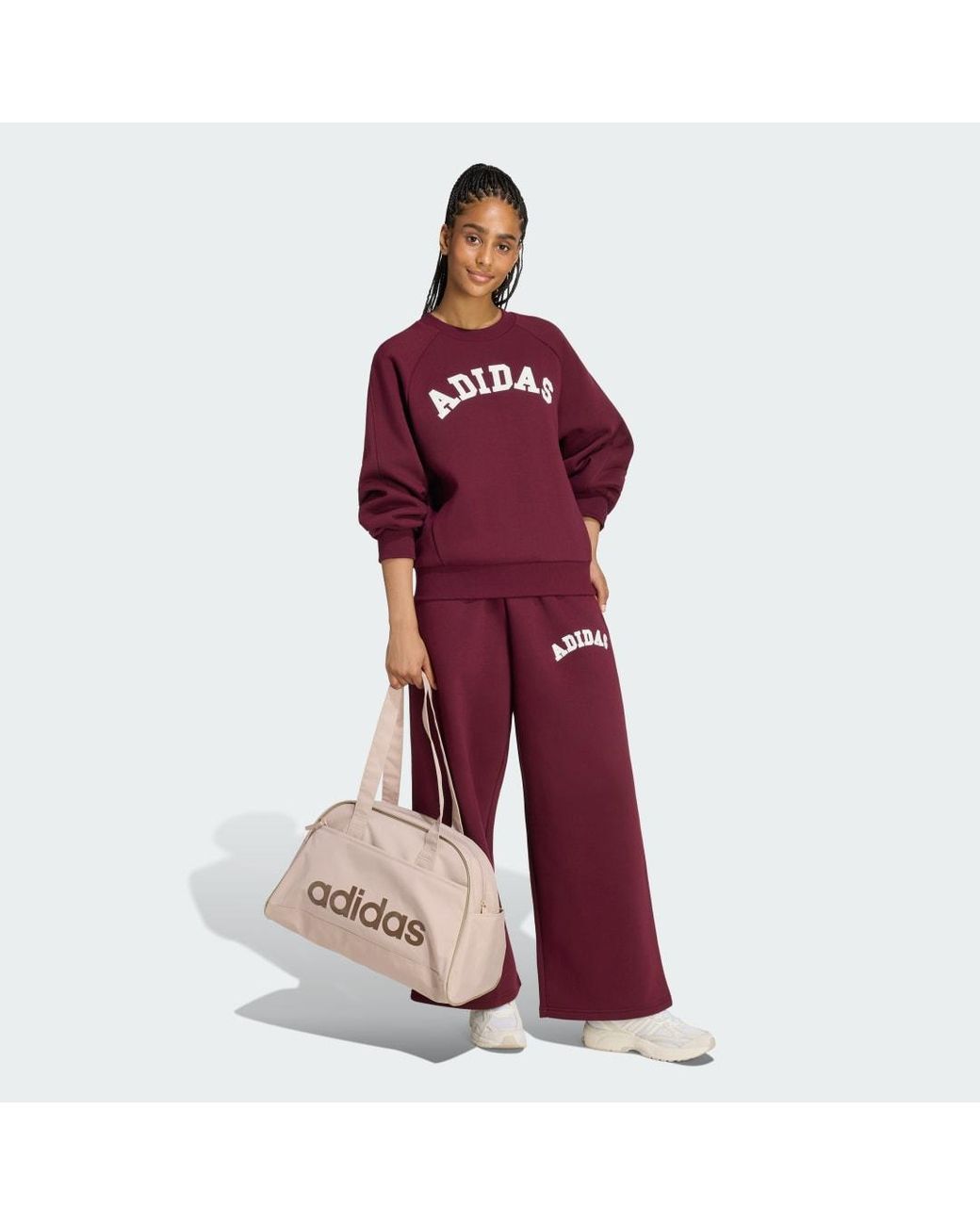 Adidas Red 3-Stripes Crew Sweatshirt