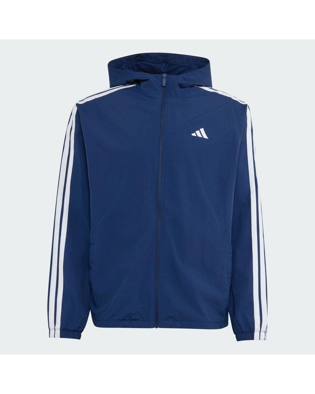 Adidas Blue Essentials 3-Stripes Woven Windbreaker Jackets for men