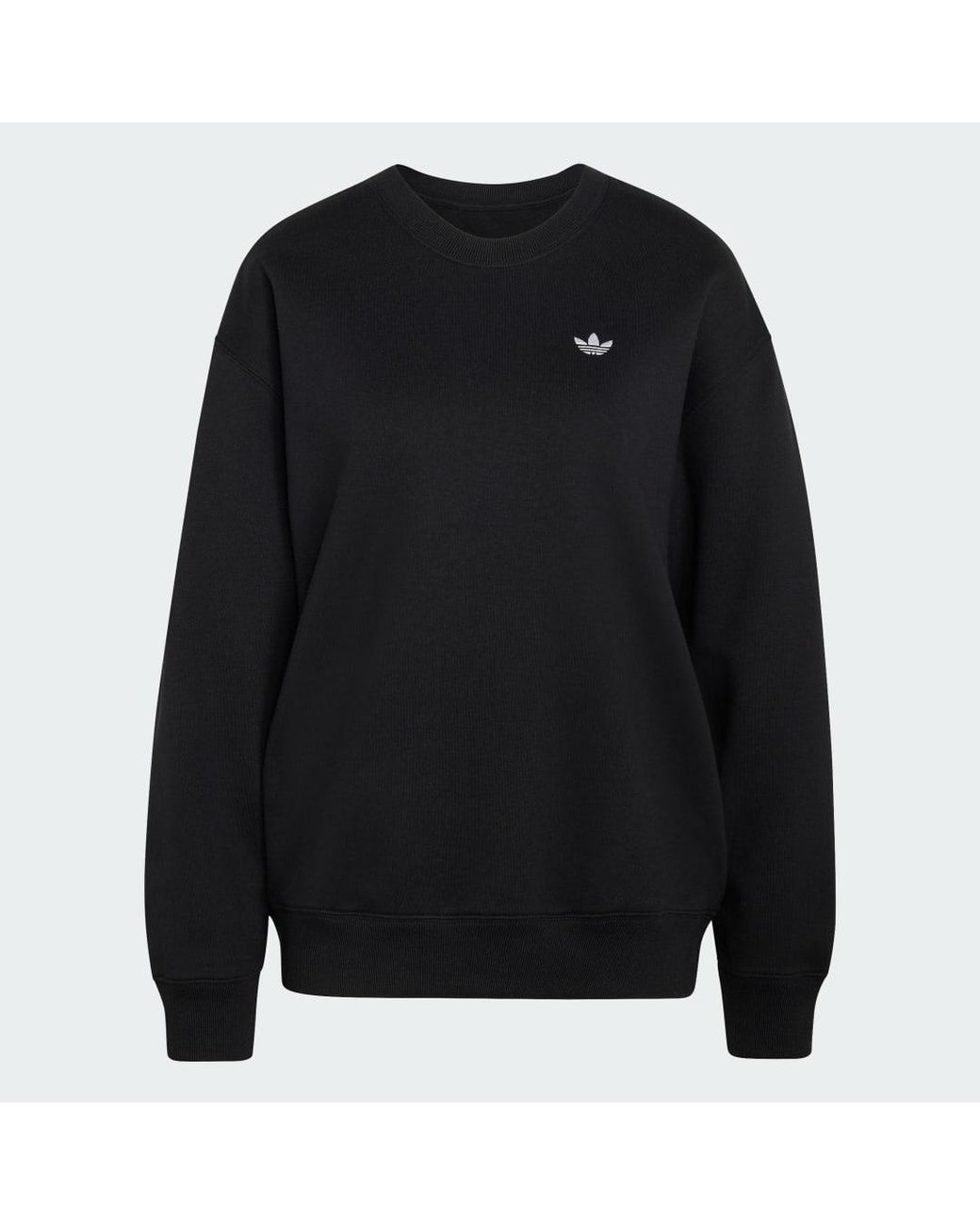 Adidas Black Essentials Crew Neck Long Fleece Os Sweatshirt