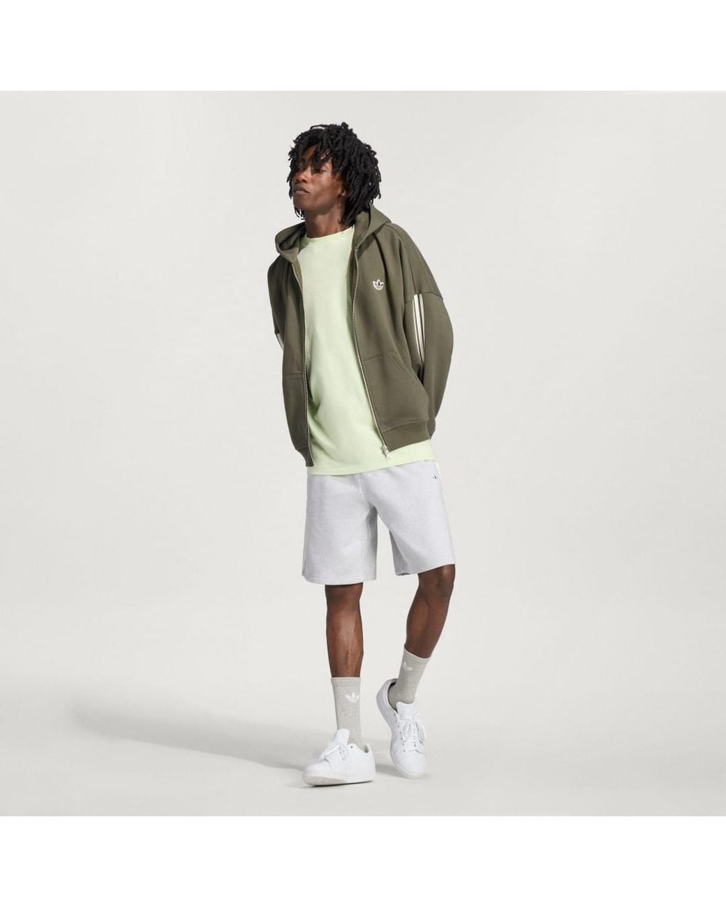 Adidas Green Adisignature 3 Stripes Full Zip Hoodie