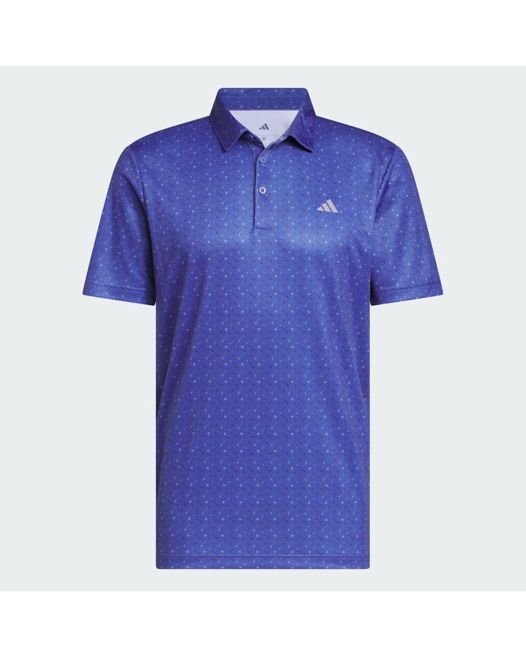 Adidas Blue Performance Print Polo Shirt for men