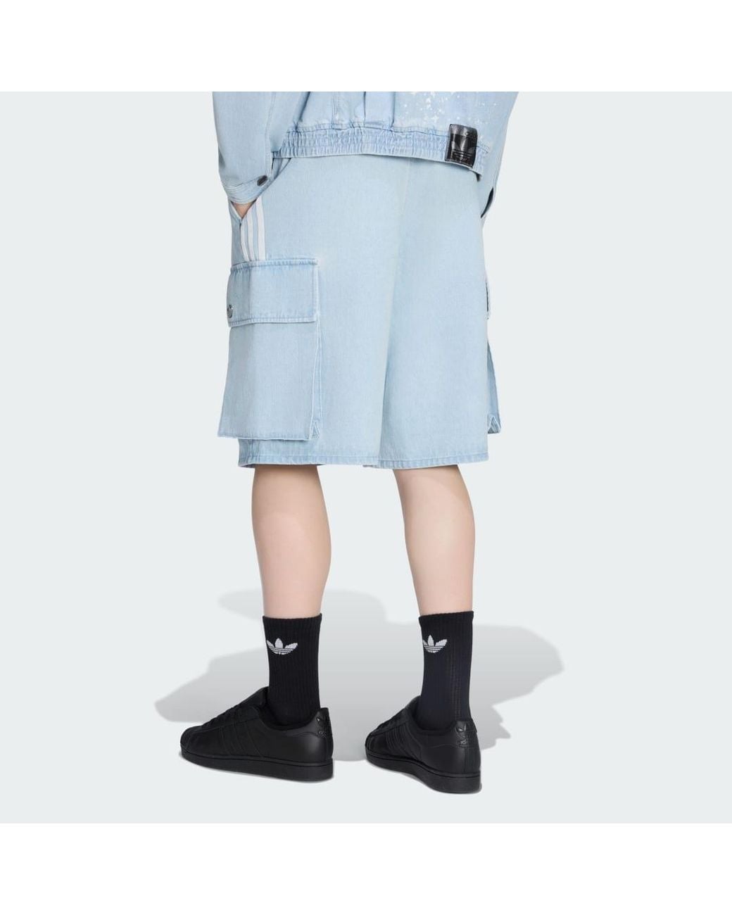 Adidas Blue Adilenium Season 5 Denim Cargo Shorts for men