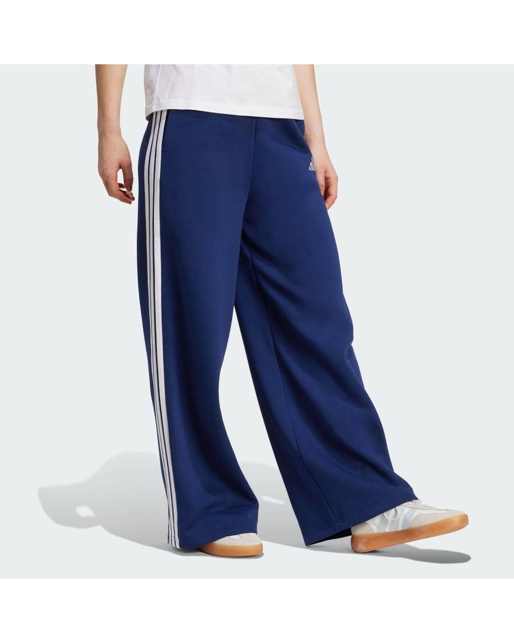 Adidas Blue 3-Stripes Fleece Wide Pant