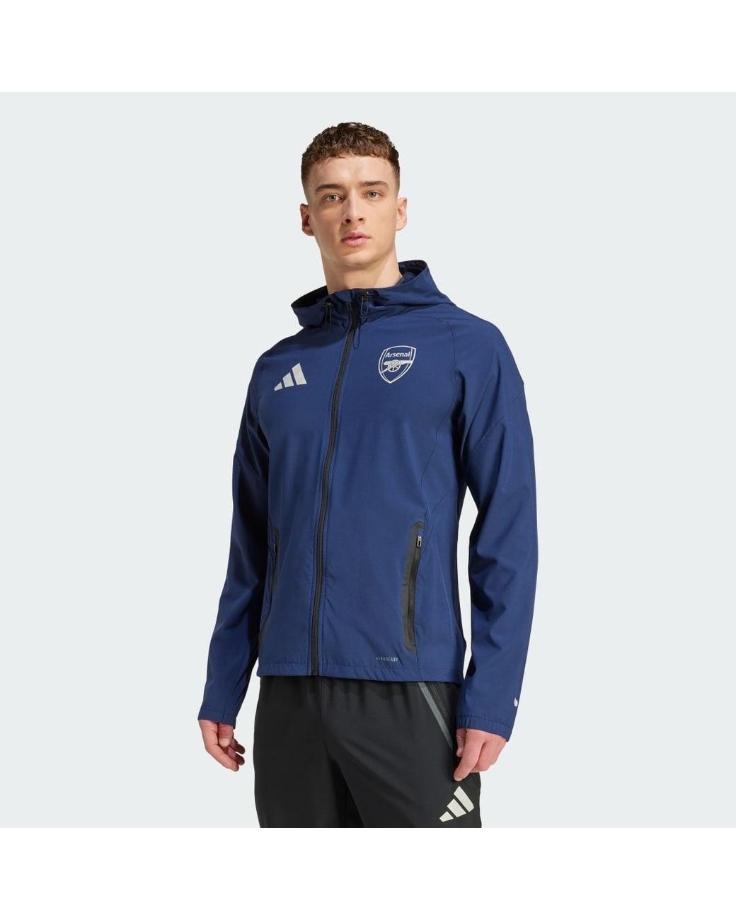 Adidas Blue Arsenal Tiro 25 Competition Vis Tech Travel Jacket for men