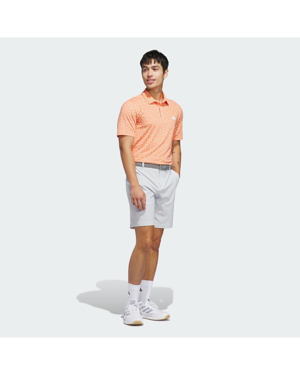 Adidas Orange Ultimate365 Mesh Print Climacool Polo Shirt for men