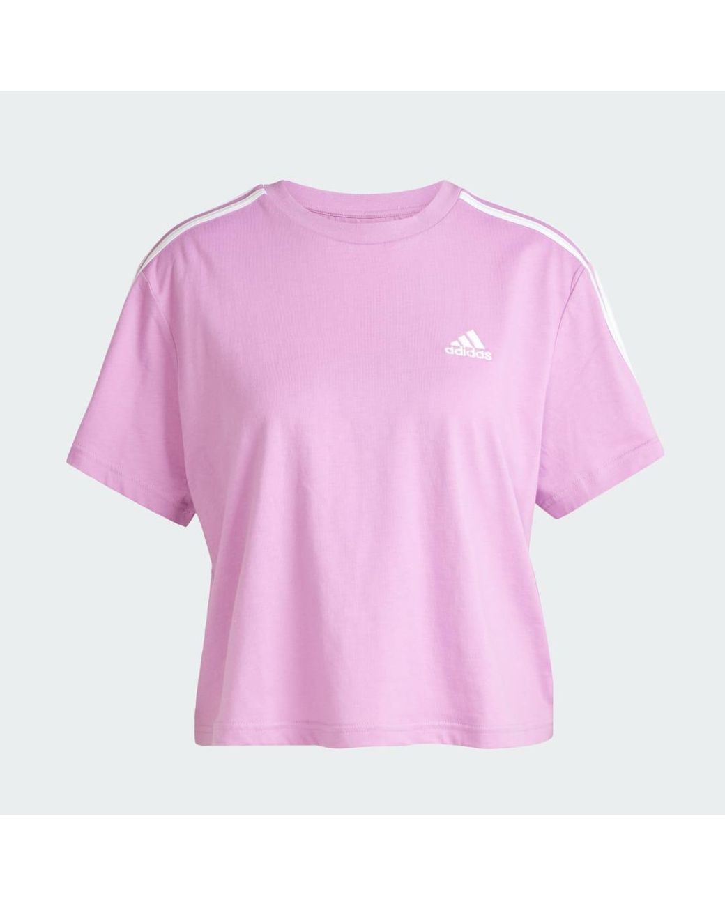 Adidas Purple Essentials 3-Stripes Single Jersey Crop Top