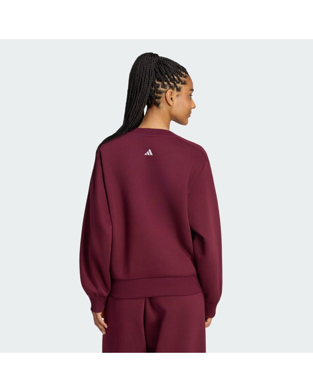 Adidas Red 3-Stripes Crew Sweatshirt