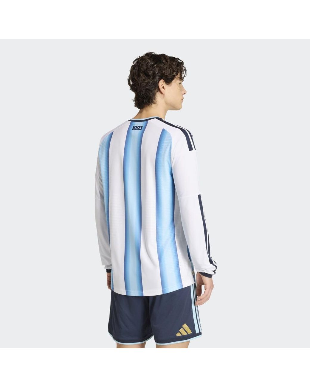 Adidas Blue Argentina 26 Home Authentic Long Sleeve Jersey for men