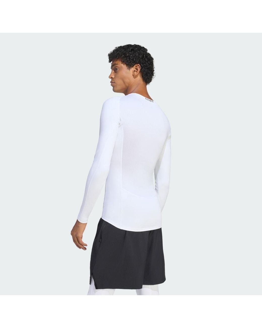 Adidas White Techfit Compression Training Long Sleeve Long-Sleeve Top for men