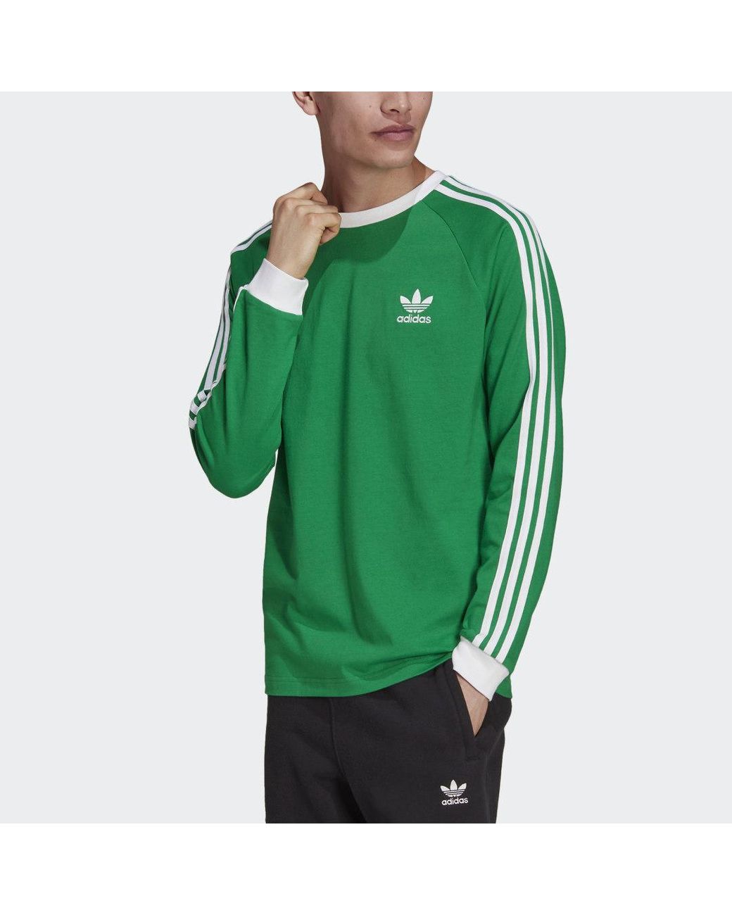 Camiseta manga larga Adicolor Classics 3 bandas adidas de de color Verde | Lyst
