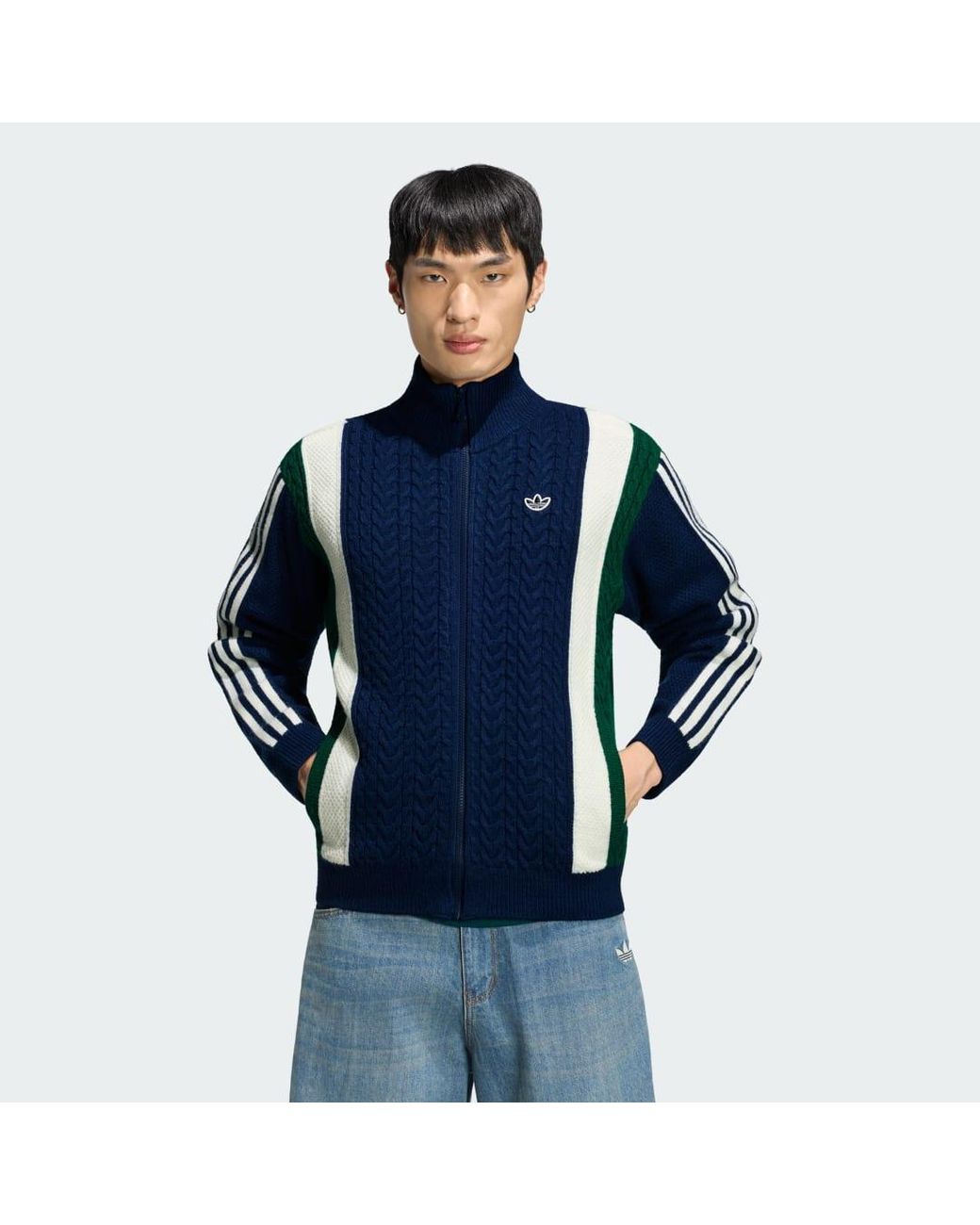 Adidas Blue Winter Club Knitted Zip Through Tracktop for men