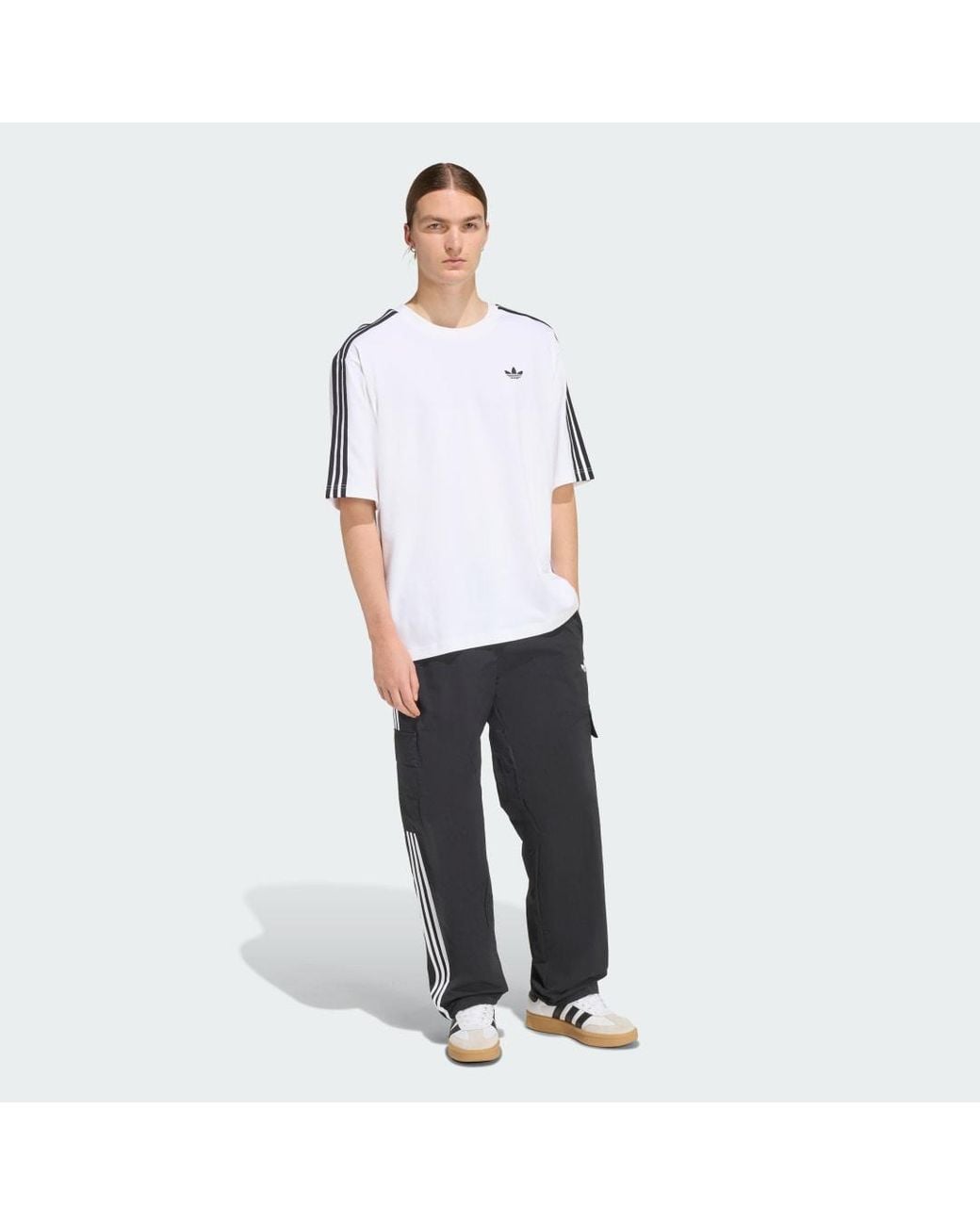 Adidas Originals White Adicolor 3-Stripes Oversized T-Shirt for men