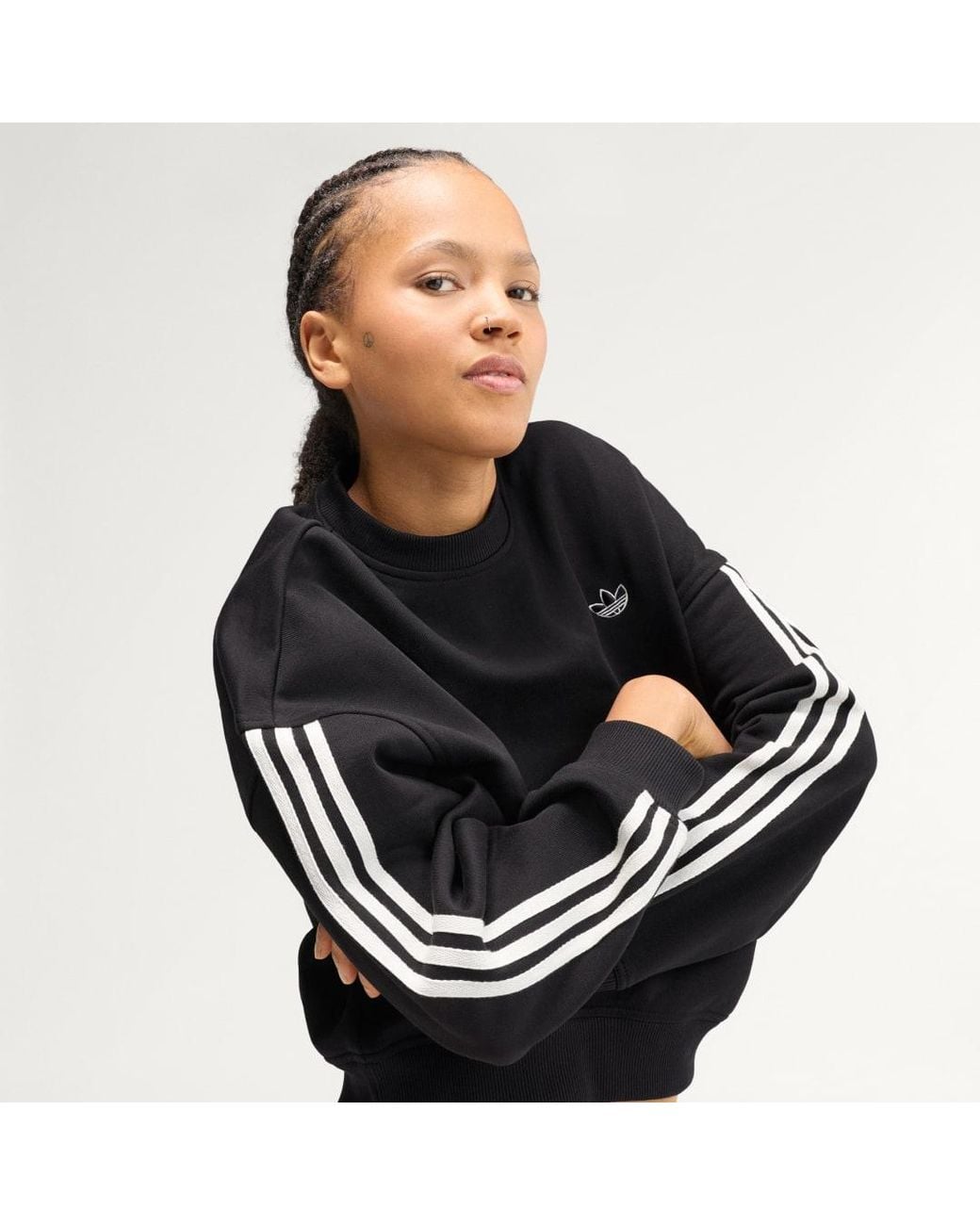 Adidas Red Adisignature 3 Stripes Crewneck Sweatshirt